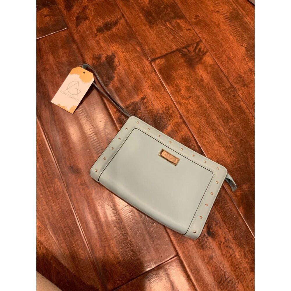 Kate Spade New York Lucy Light Blue Studded Leather Clutch